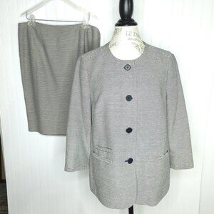 Talbots Black and White Striped Blazer